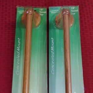 NEW Solid Oak 18 inch Towel Bar - Concealed Mount - Lot of Two